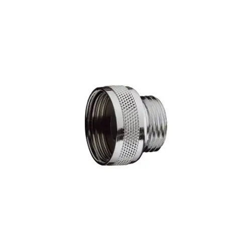 Chromfarbener Reduziernippel von Hansgrohe mit Gewinde. Das Produkt dient zur Verbindung und Anpassung von Rohrleitungen.